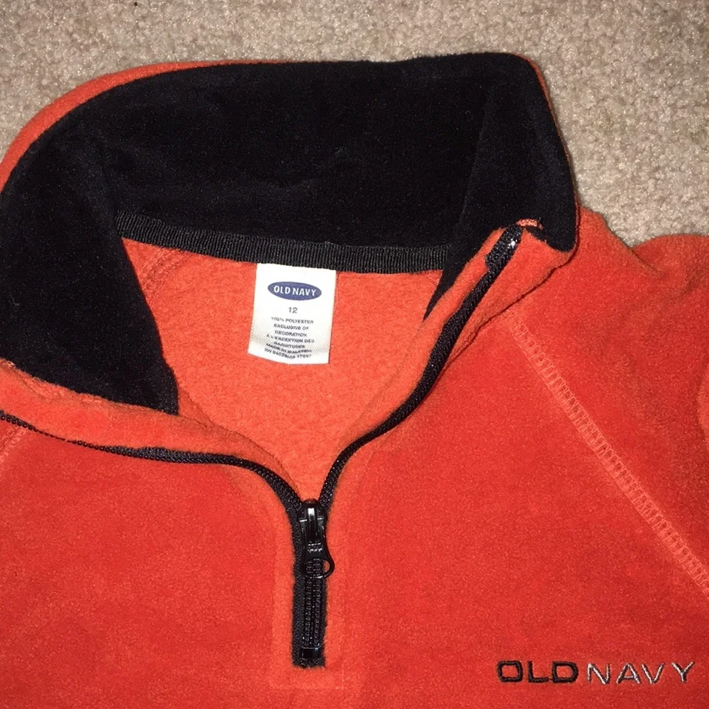 Old Navy Fleece three quarter zip in black and orange